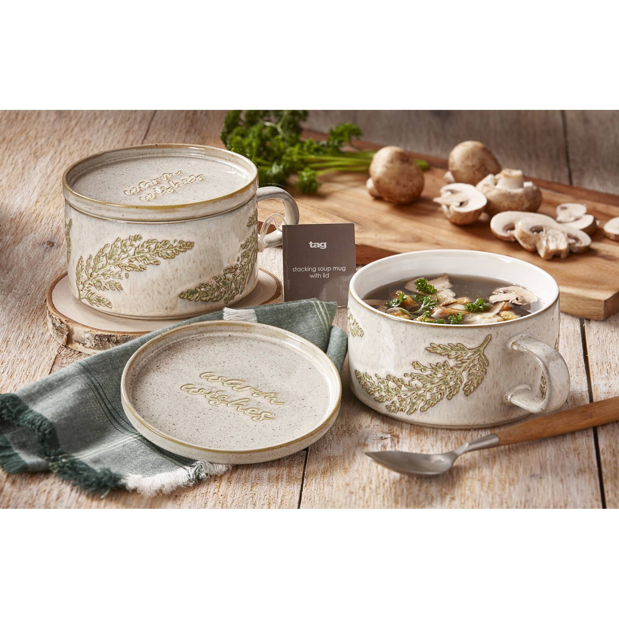 Warm Wishes Stacking Soup Mug With Lid Set