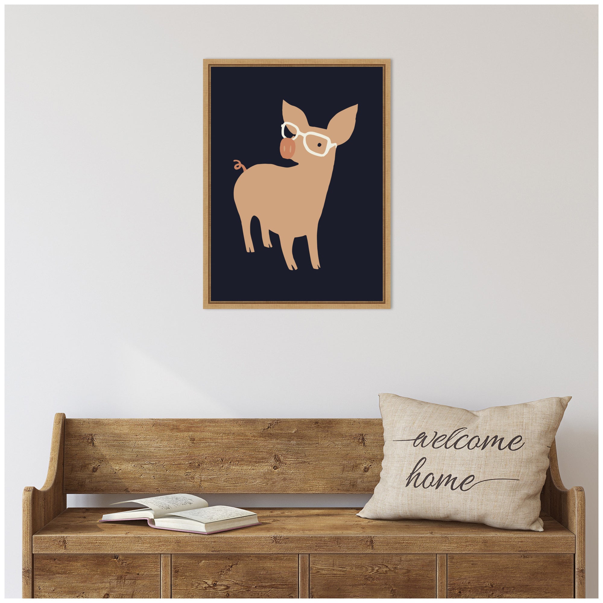 Sylvie Farm Pig Framed Canvas by Hannah Beisang
