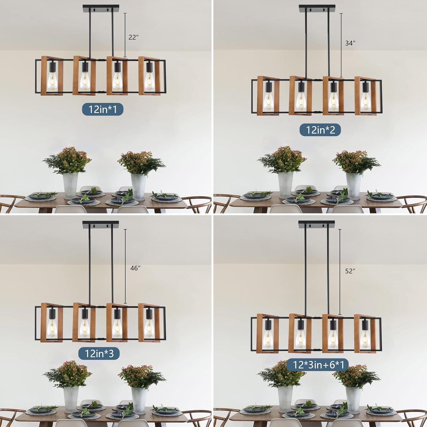 Farmhouse Linear Semi-Caged Chandelier