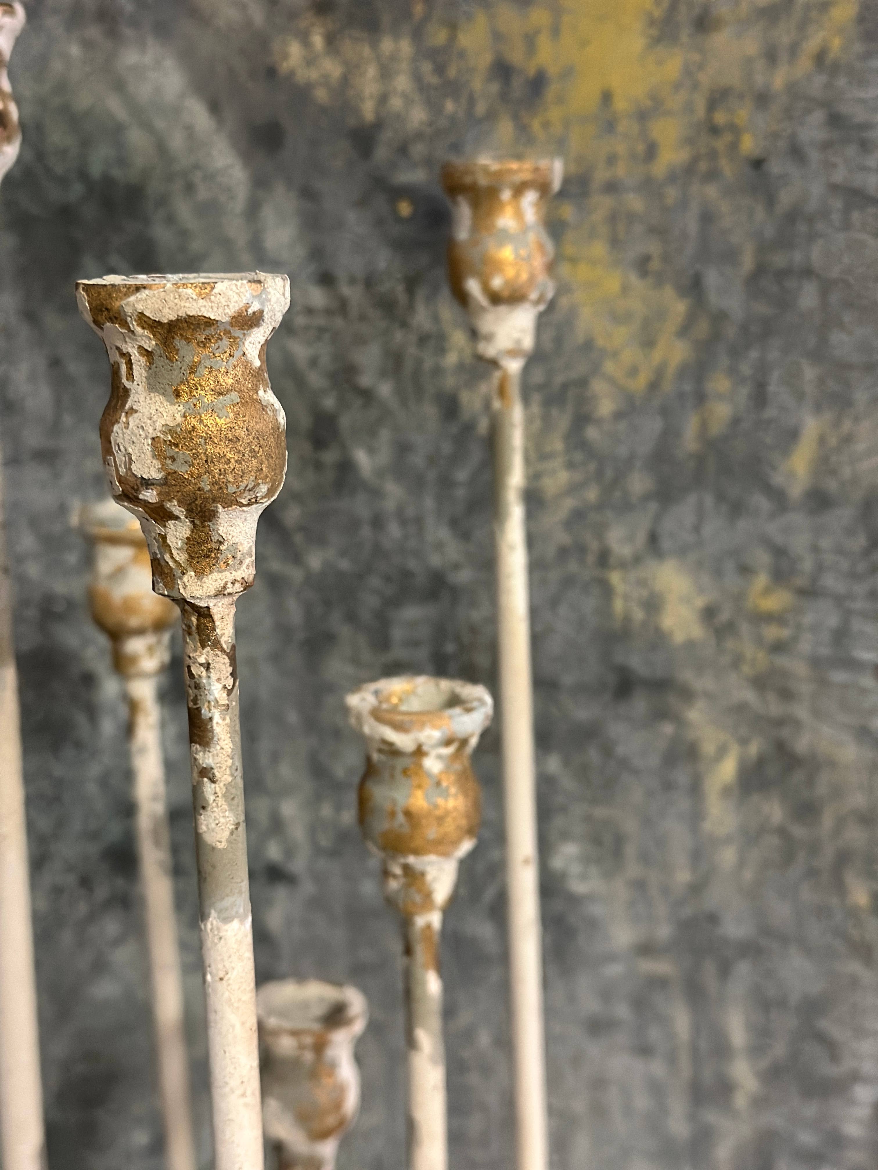 13-Candle Iron Candelabra: White