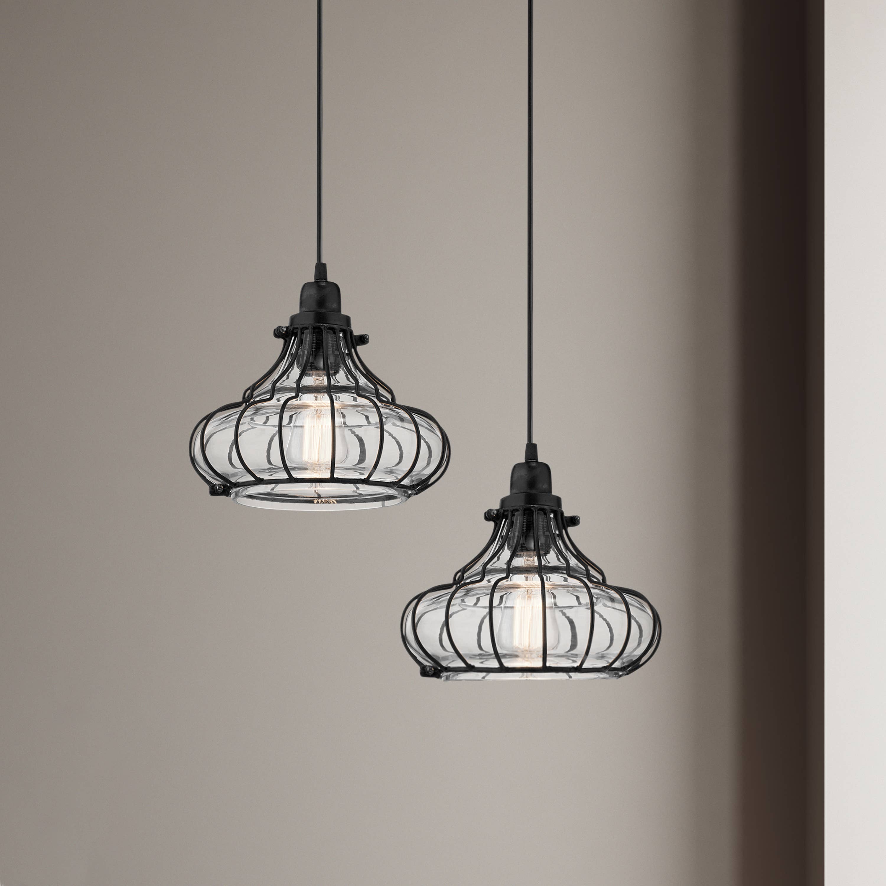 10"H Aisling Black Metal and Glass Conical Pendant Light