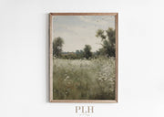 Vintage Field Landscape Premium Quality Art Print: 16" x 20"- Frame Option