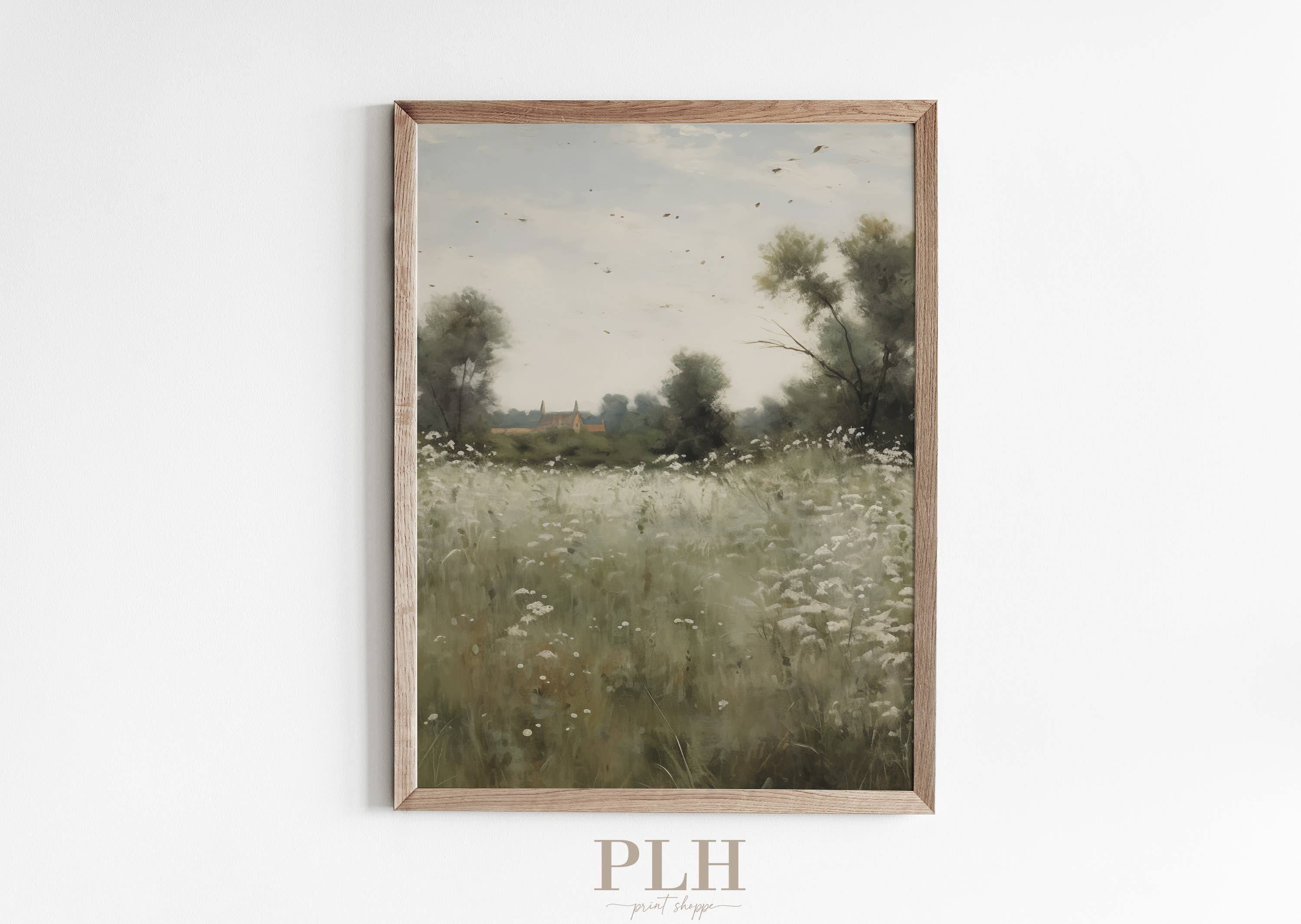 Vintage Field Landscape Premium Quality Art Print: 16" x 20"- Frame Option