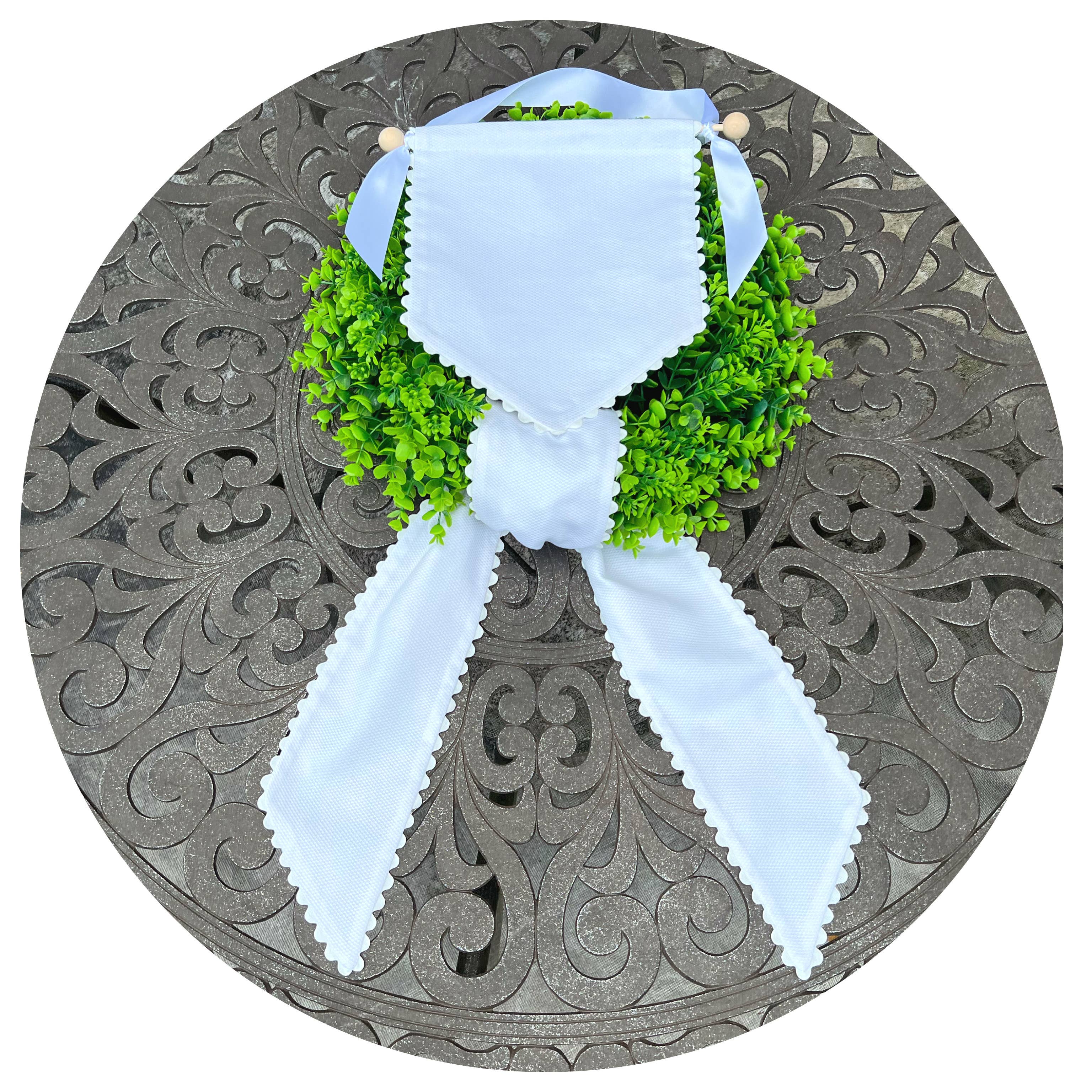 Color Cotton Pique Sash with Trim: White / 44 inches