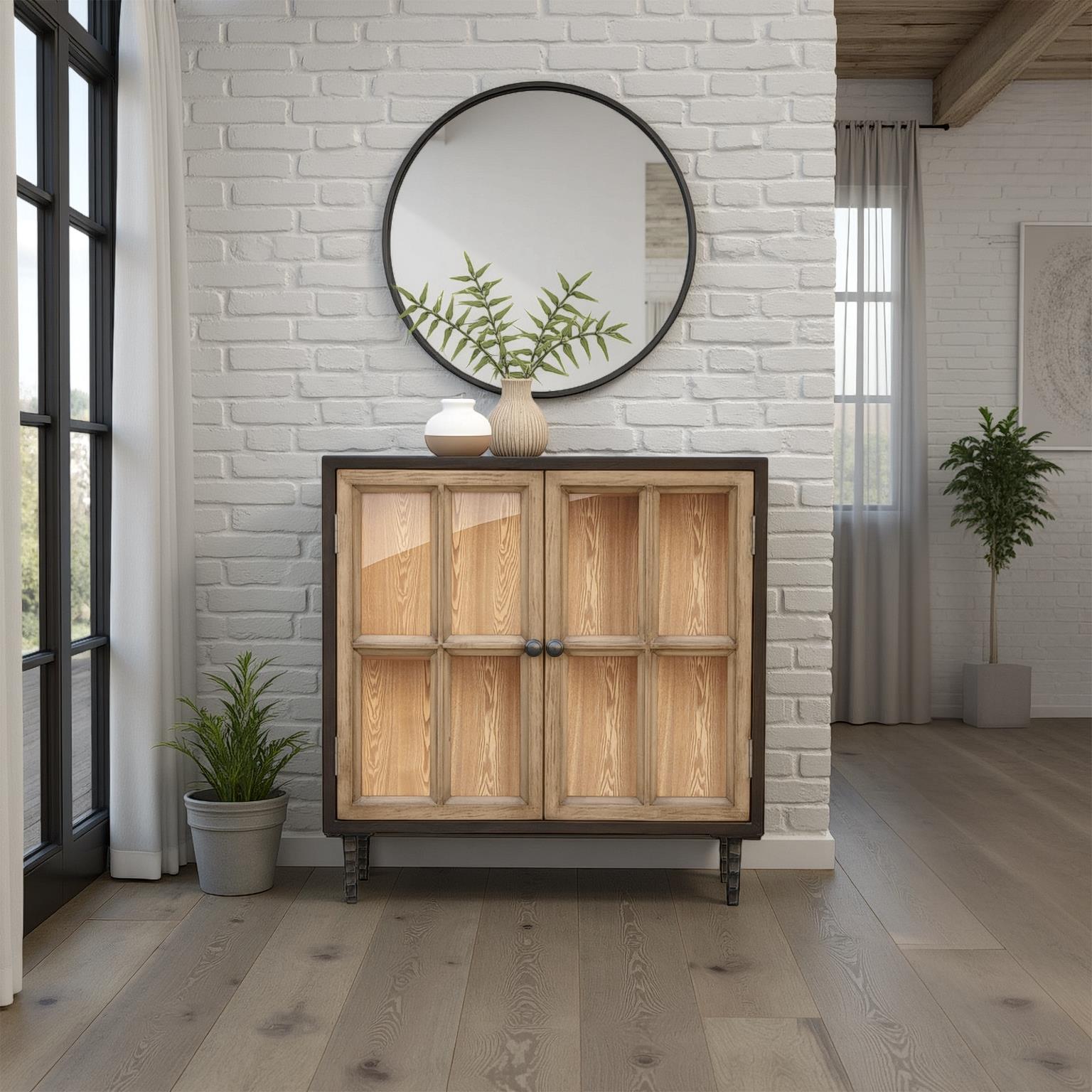Camden Accent Cabinet Espresso / Natural Doors