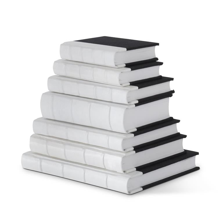 Black Cotton Journals w/White Leather Spine - 7 Sizes