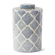 Blue & White Quatrefoil Pattern Container - L