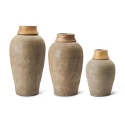Wood Neck Gray Terracotta Vase - 3 Sizes
