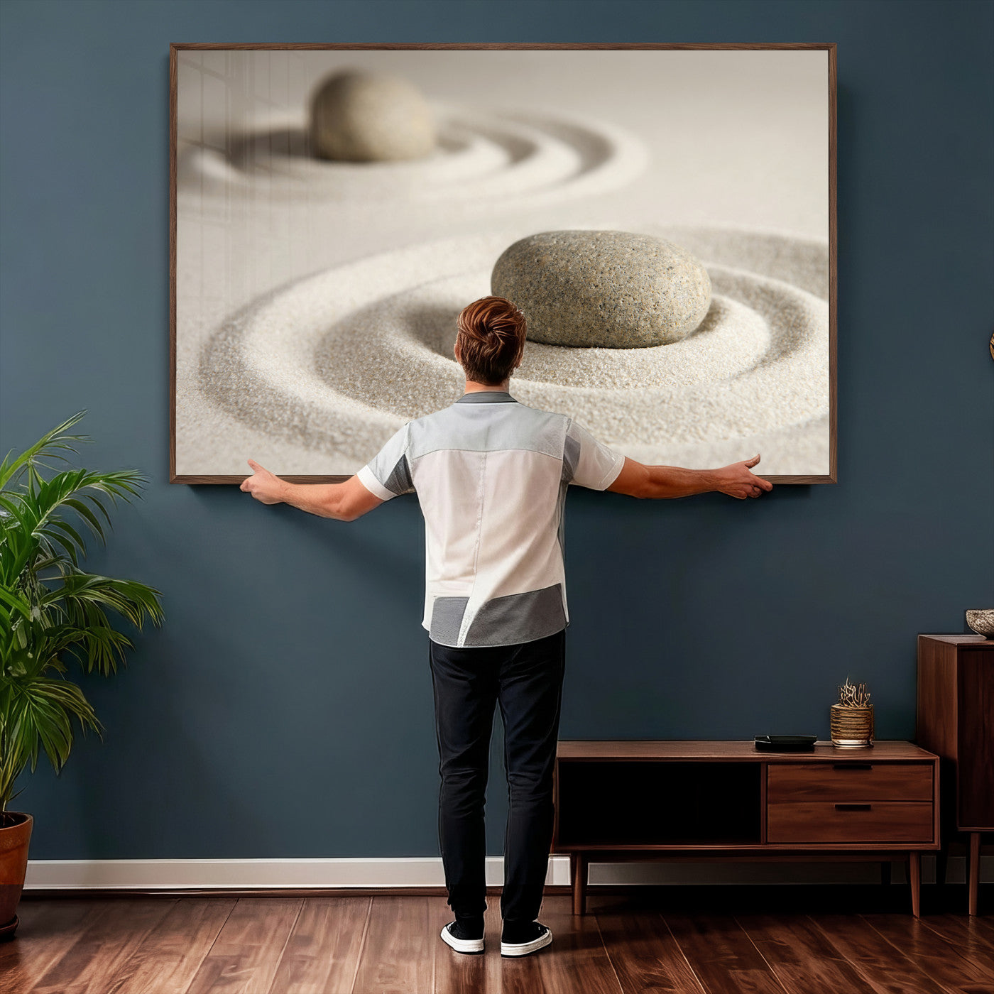 Zen Garden Stone Sand Canvas | Japanese Rock Garden Wall Art