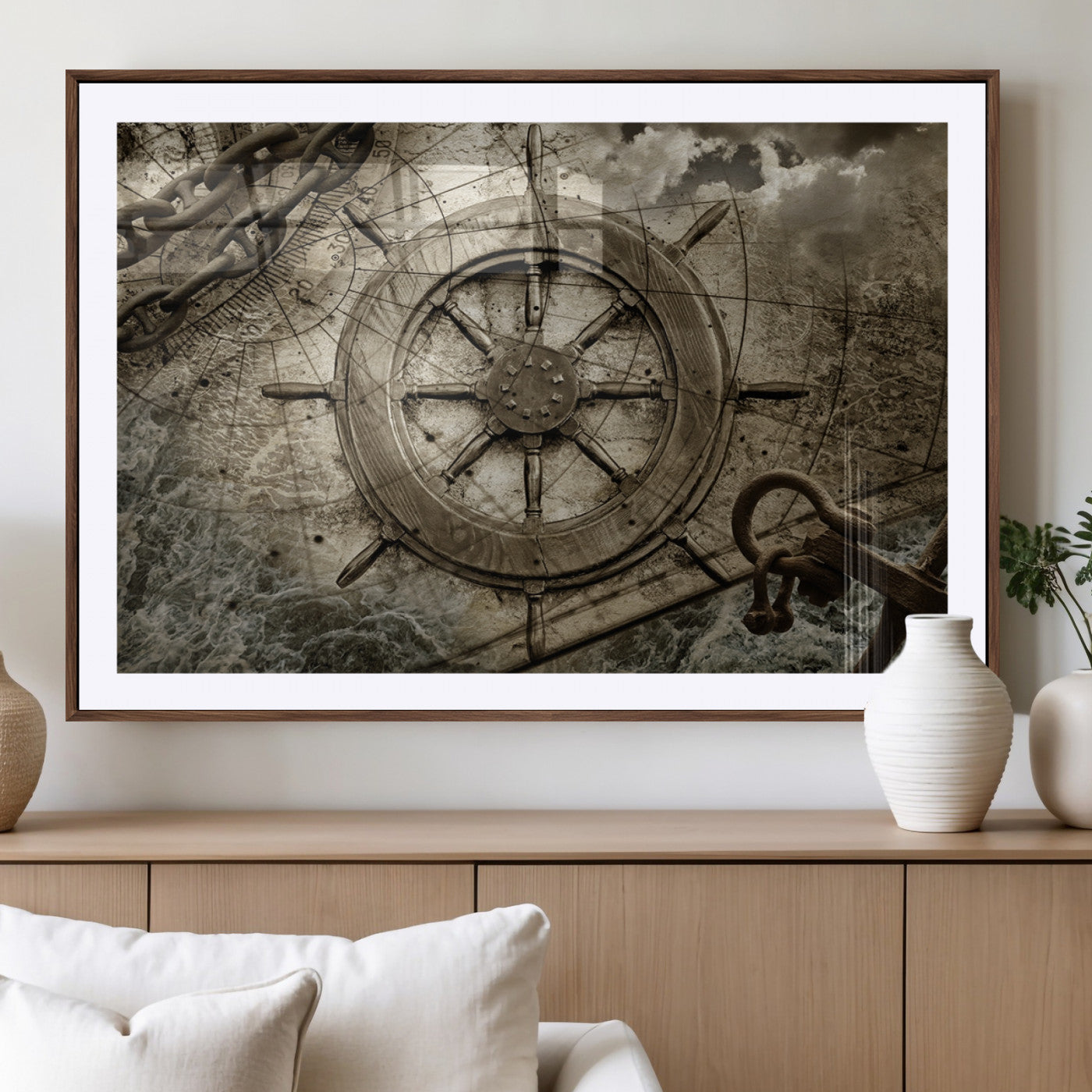 Wooden Ship Wheel Canvas Print, Multi Panel Canvas Wall Art