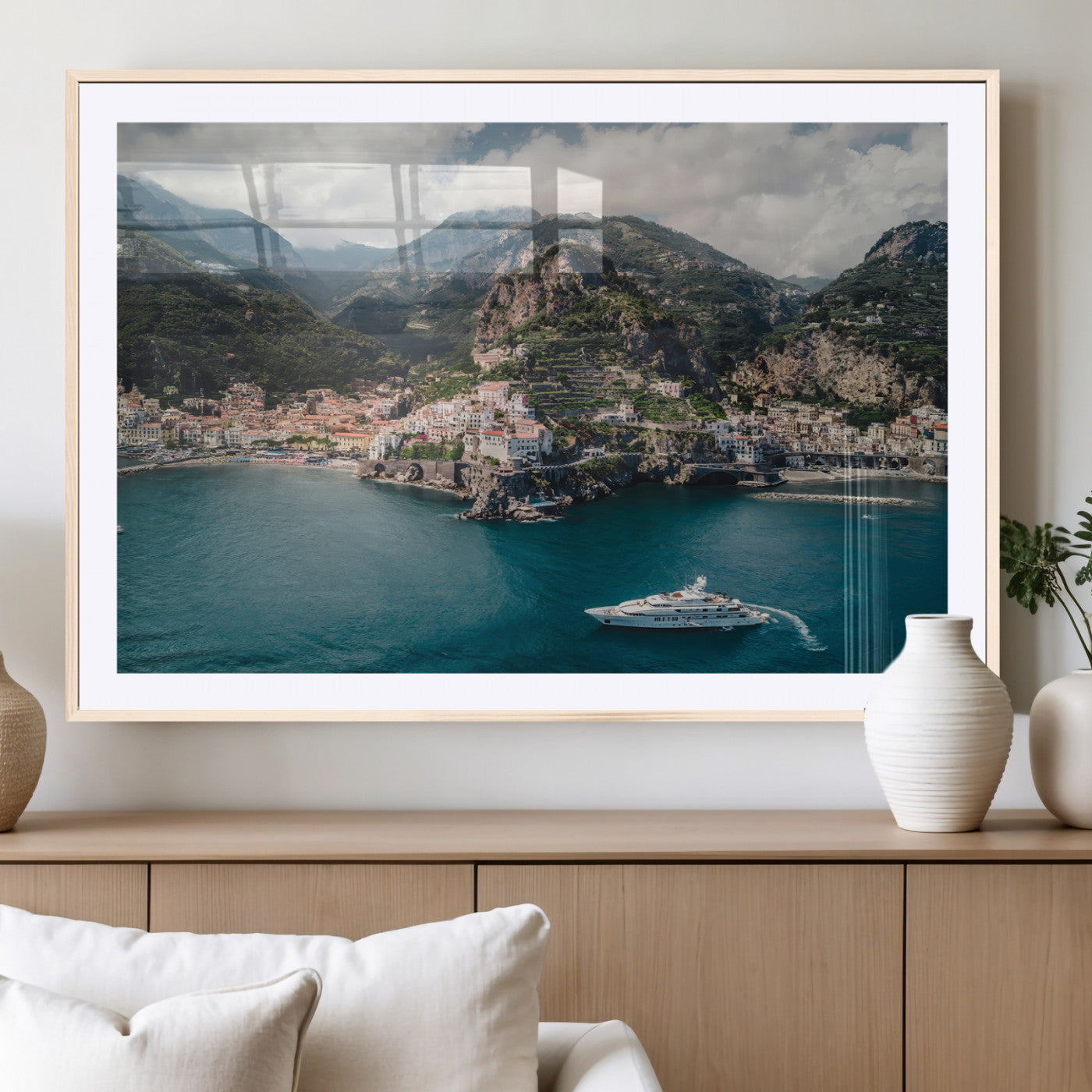 Amalfi Coast Wall Art – Framed Italian Seaside Canvas