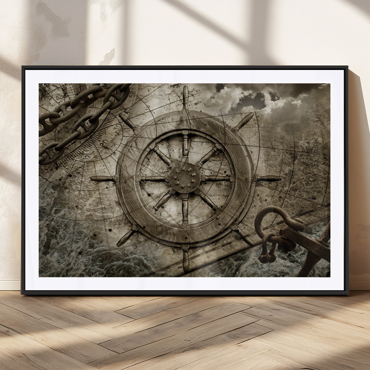 Wooden Ship Wheel Canvas Print, Multi Panel Canvas Wall Art