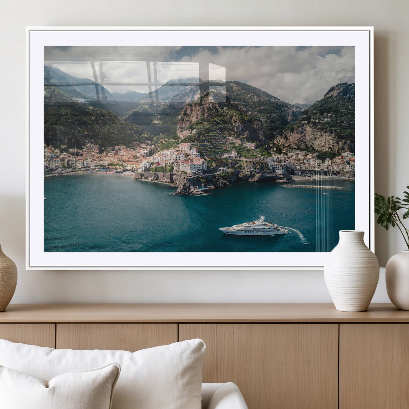 Amalfi Coast Wall Art – Framed Italian Seaside Canvas