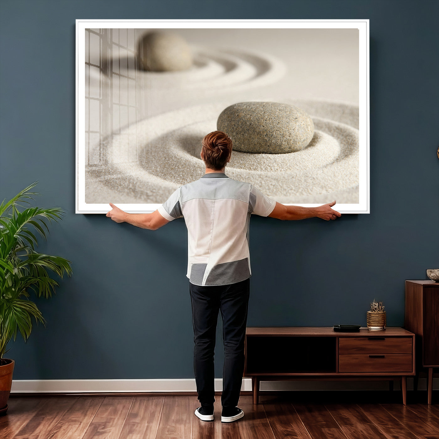 Zen Garden Stone Sand Canvas | Japanese Rock Garden Wall Art