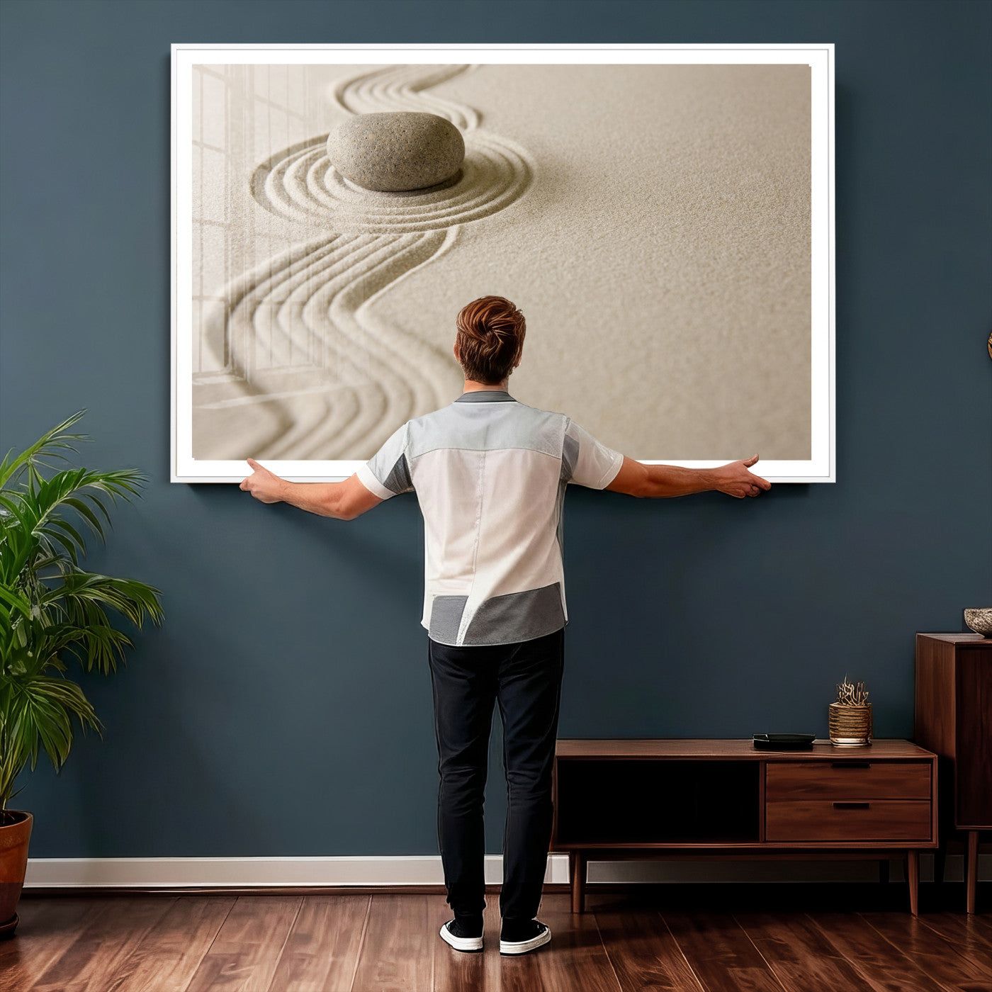 Zen Garden Stone Sand Canvas | Japanese Rock Garden Wall Art