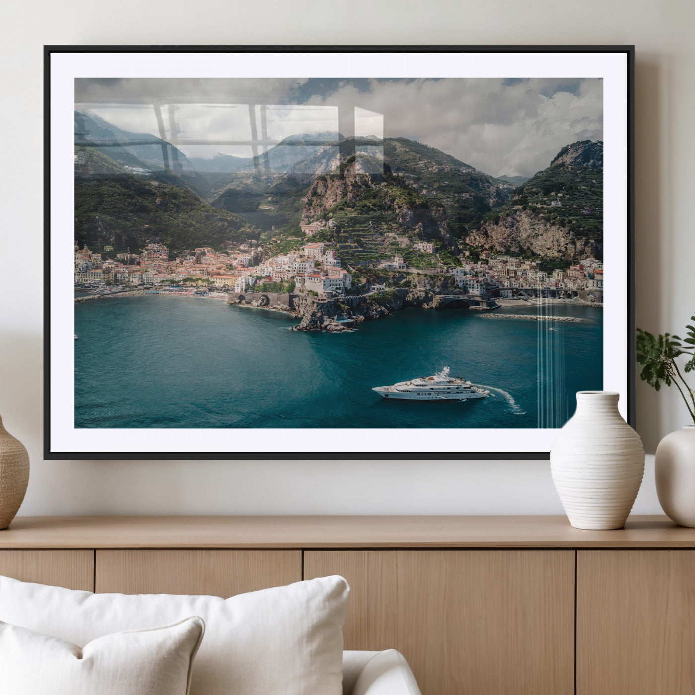 Amalfi Coast Wall Art – Framed Italian Seaside Canvas
