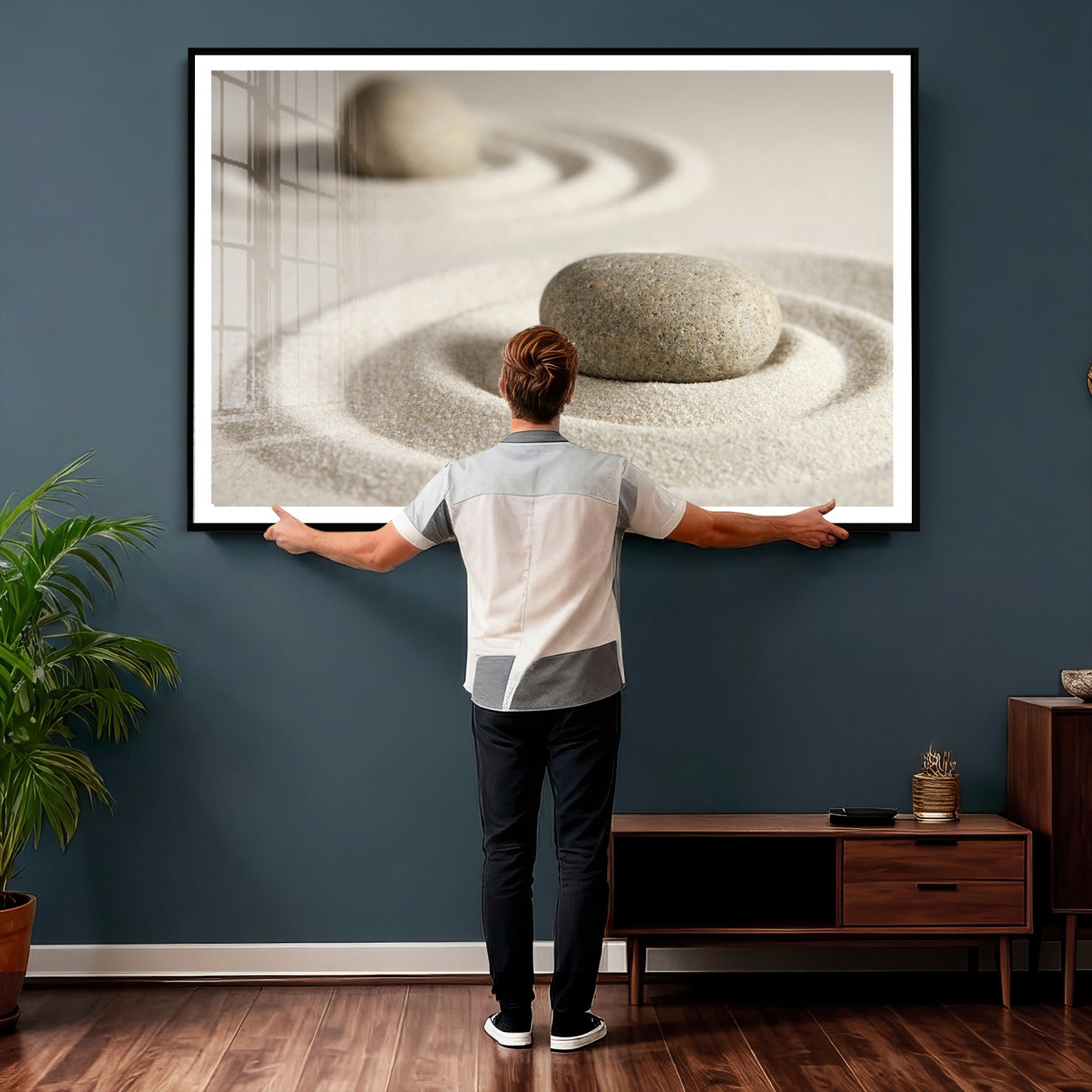 Zen Garden Stone Sand Canvas | Japanese Rock Garden Wall Art