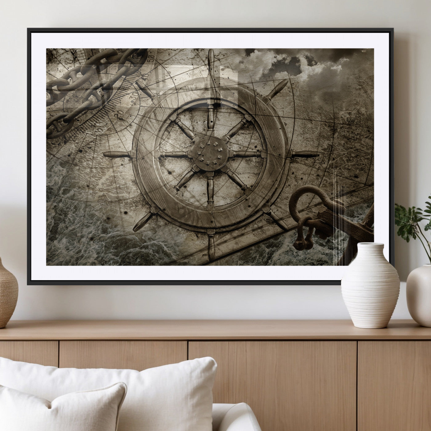 Wooden Ship Wheel Canvas Print, Multi Panel Canvas Wall Art