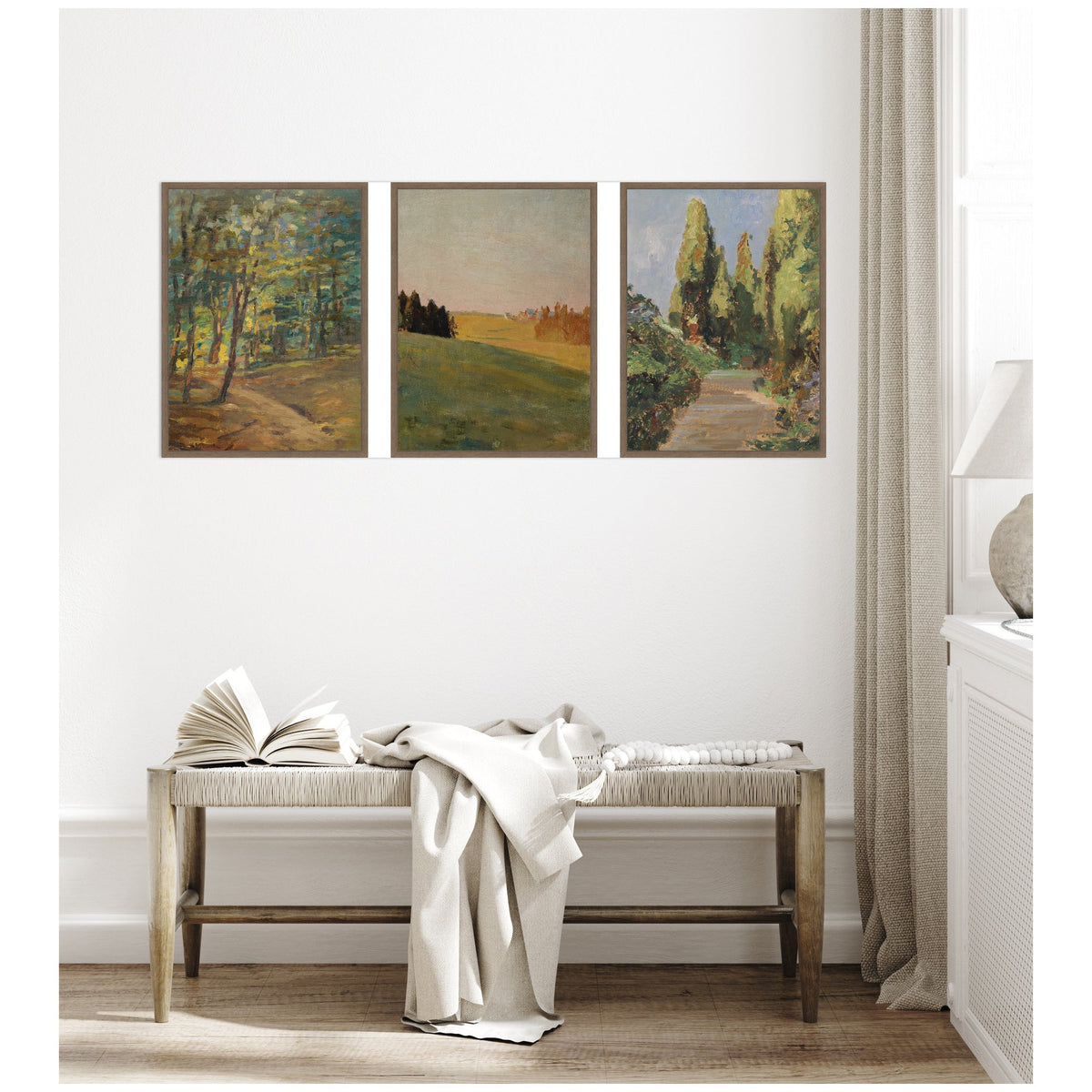 Forest Interior, Evening 1910, and Parklandschaft 3 Piece Framed Canvas Wall Art Set by Nostalgia Prints