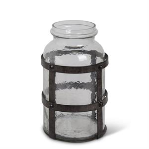 Textured Glass Jars in Metal Cage