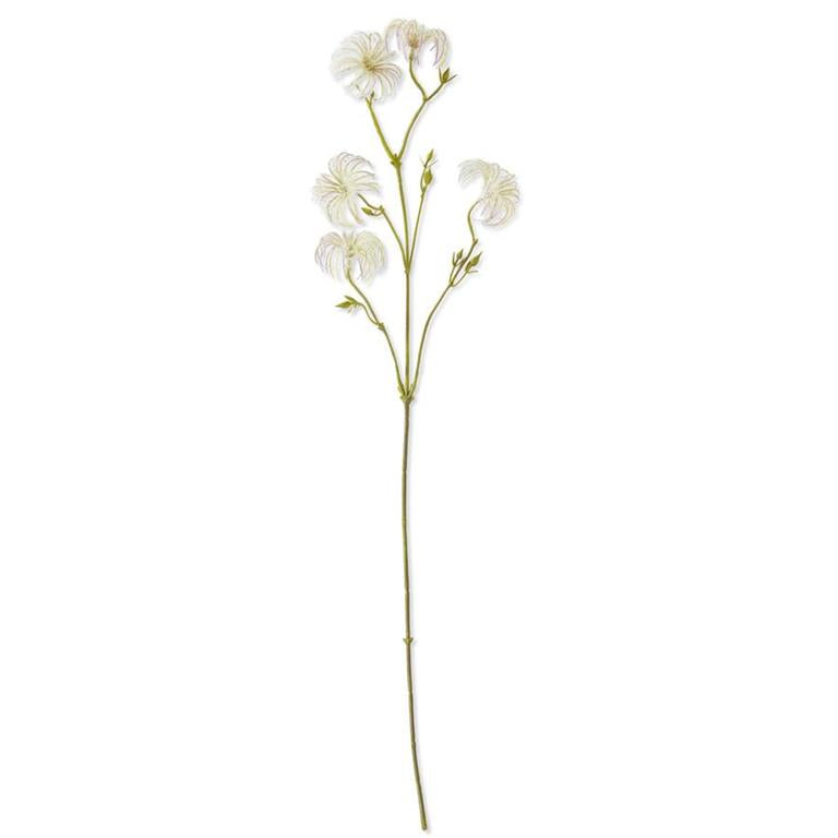 25 Inch Cream & Purple Flocked Clematis Spray