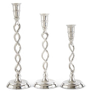 Silver Metal Twisted Taper Candleholders ~ 3 Sizes