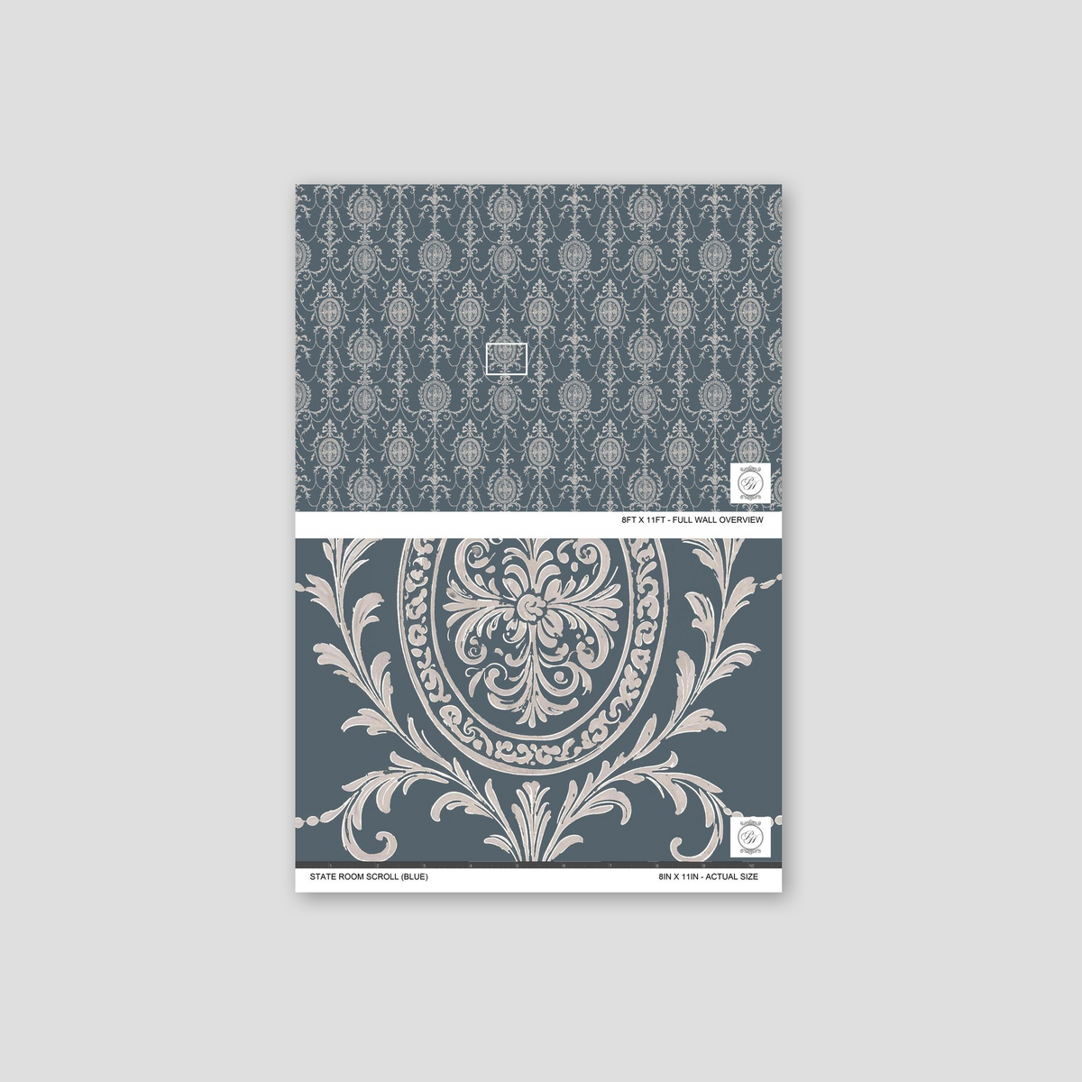 State Room Scroll (Blue) Wallpaper