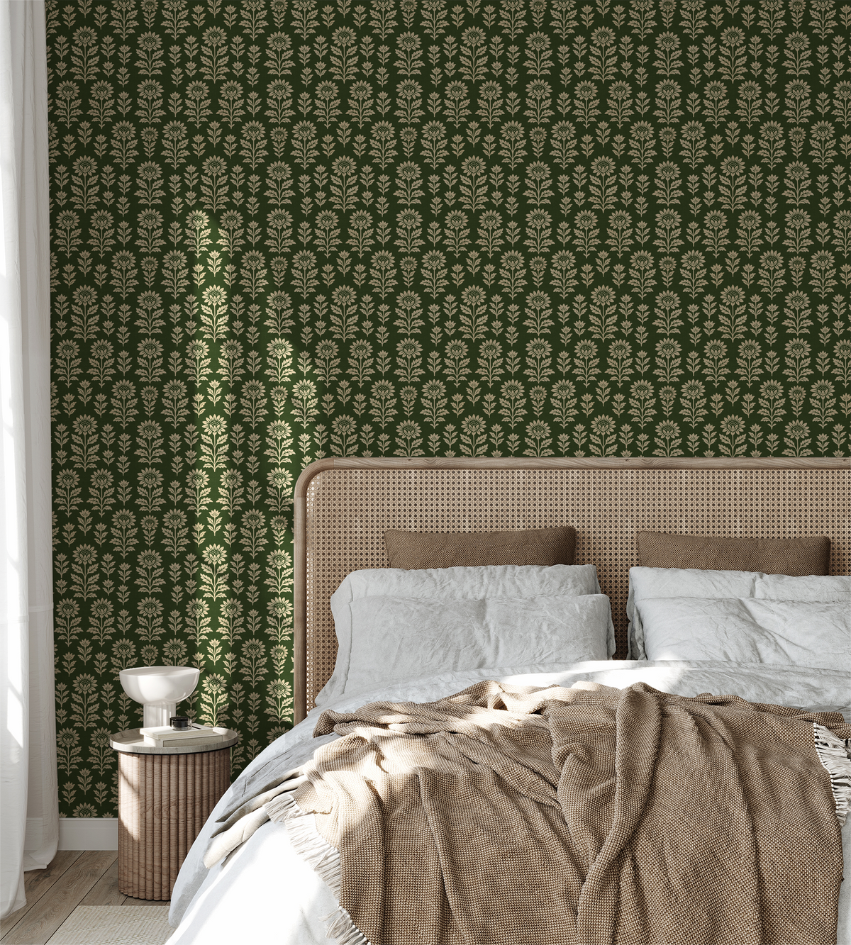 Bloom Floral (Green) Wallpaper