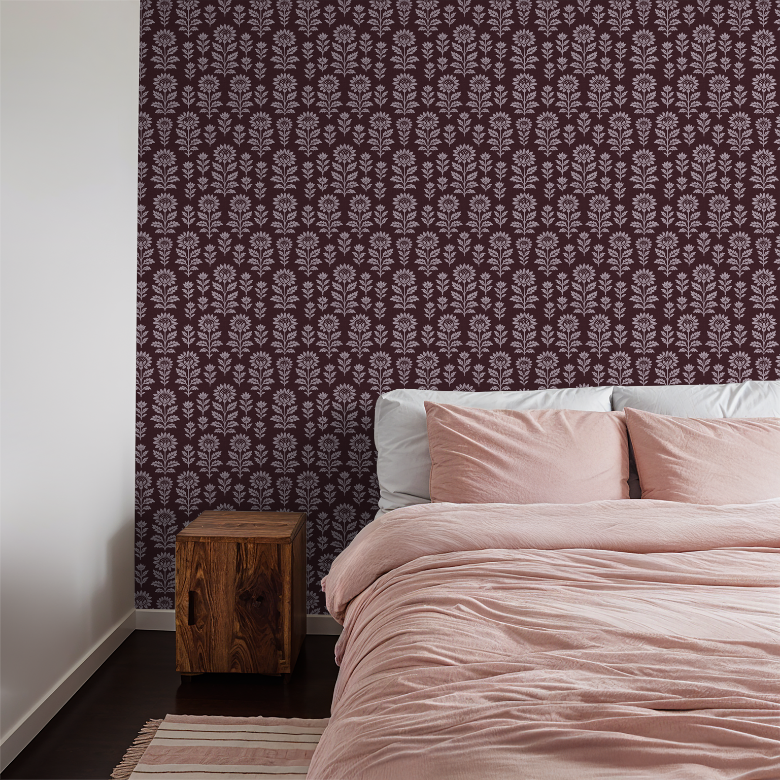Bloom Floral (Maroon) Wallpaper