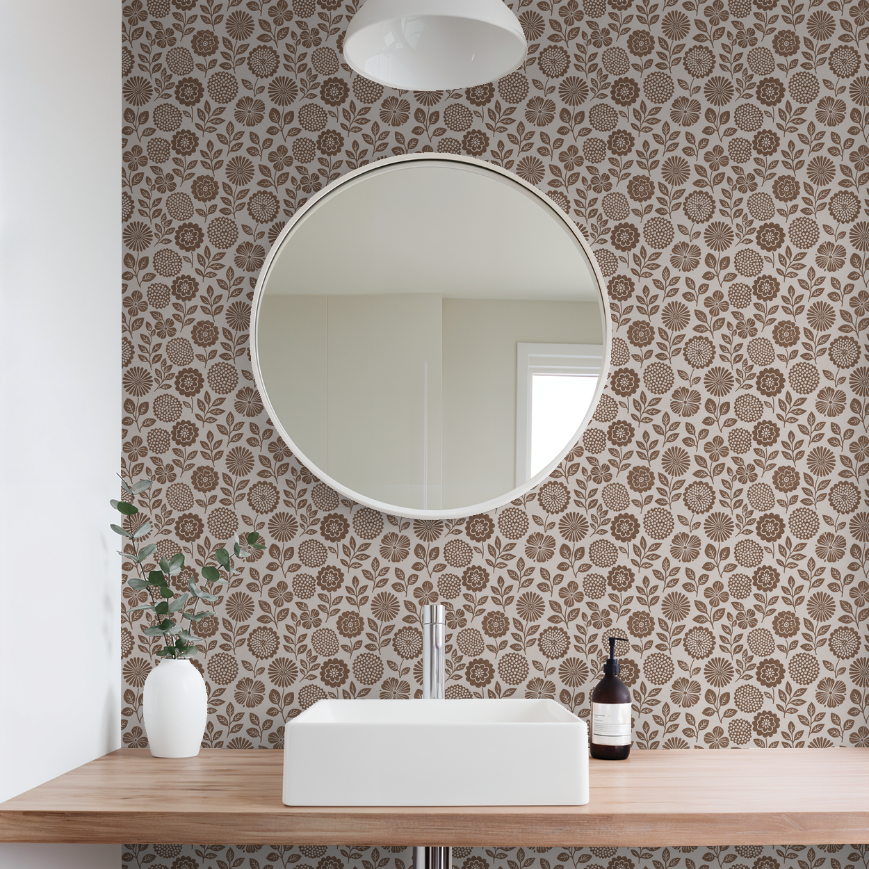 Folkflower (Brown) Wallpaper