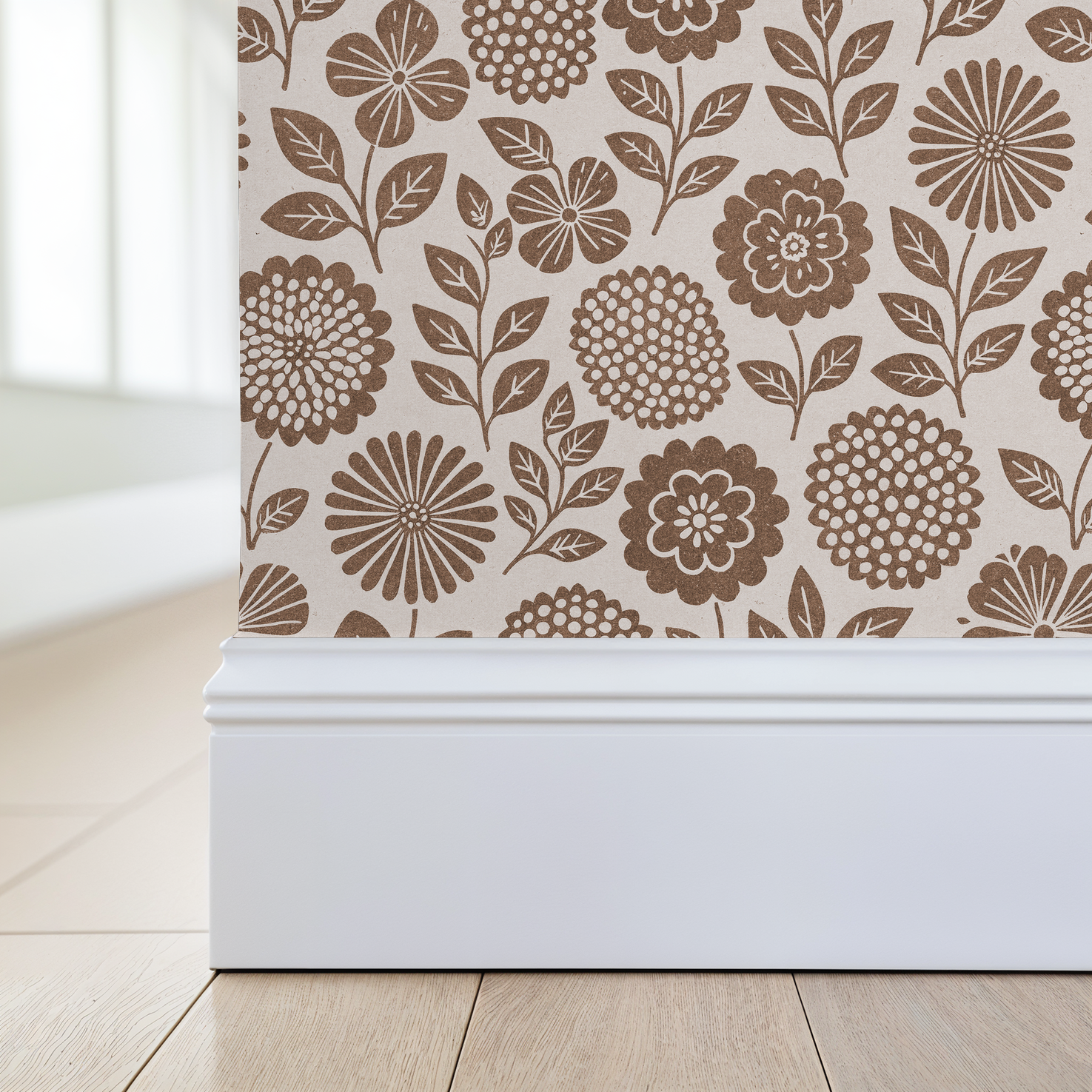 Folkflower (Brown) Wallpaper