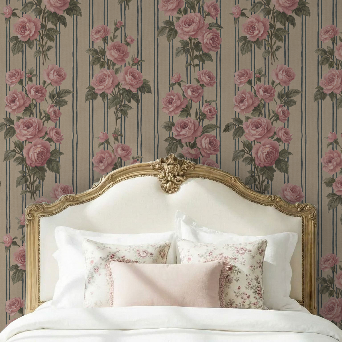 Heirloom Rose Stripe Wallpaper
