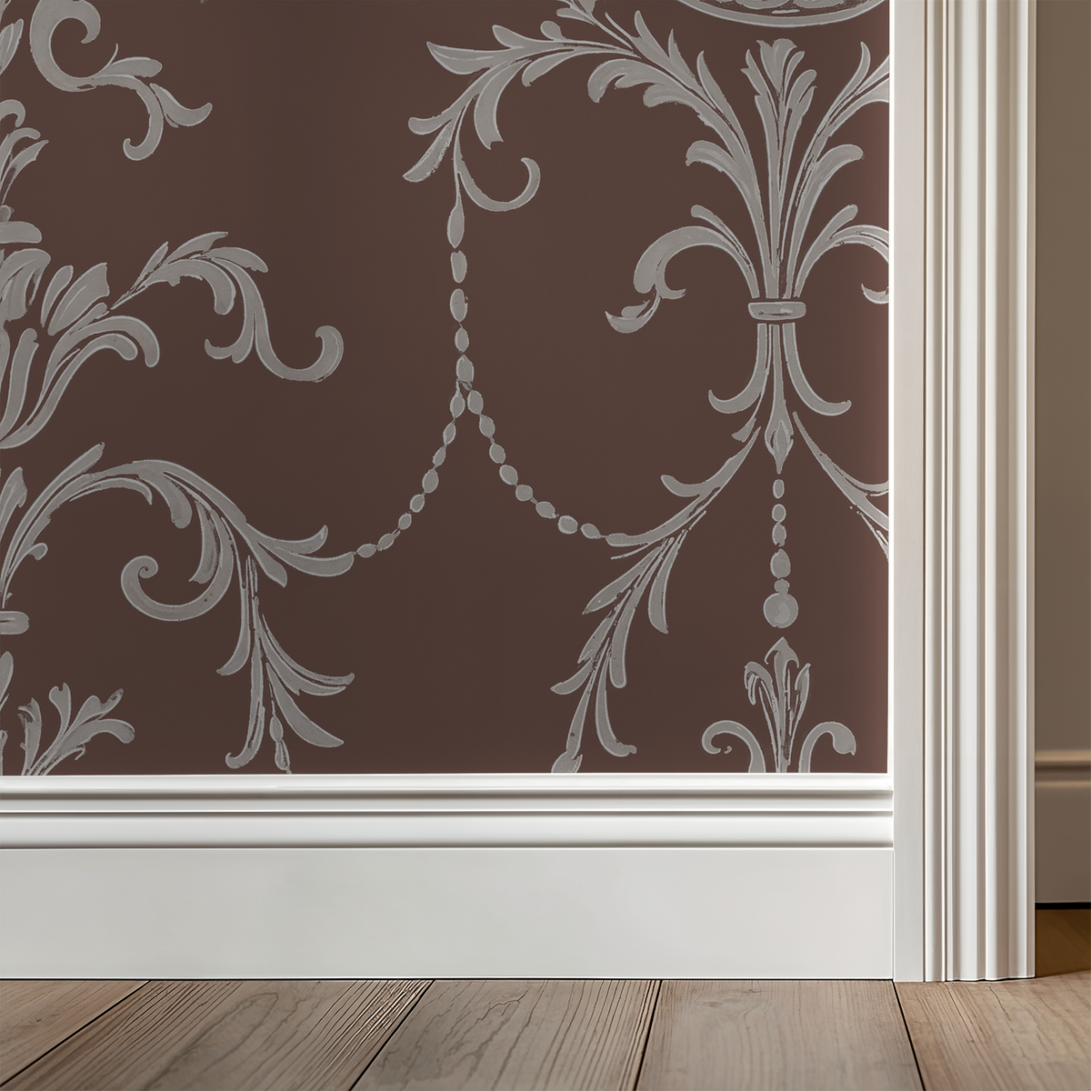 State Room Scroll (Mauve) Wallpaper