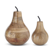 Carved Wood Pears w/Black Metal Stem
