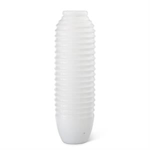 White Ribbed Carved Wood Vase ~ 2 Sizes