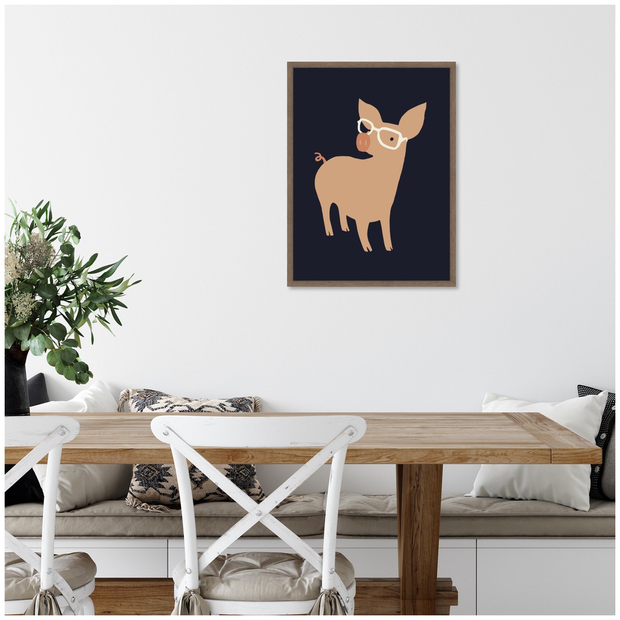 Sylvie Farm Pig Framed Canvas by Hannah Beisang