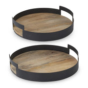 Black Metal Edge Wood Tray w/Handles ~ 2 Sizes