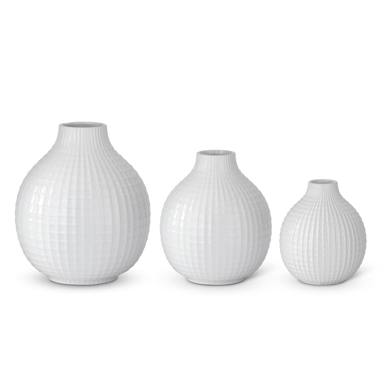 Dot Embossed White Ceramic Vase