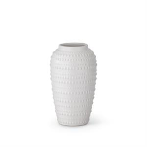 Dot Embossed White Ceramic Vase