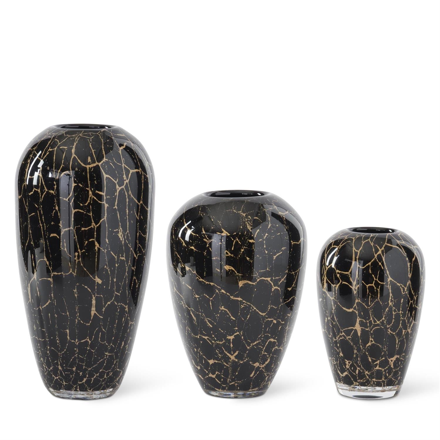 Black & Gold Glass Vases - 3 Sizes