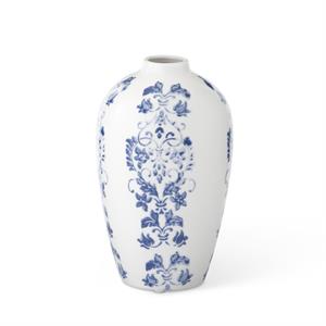 Blue & White Floral Striped Ceramic Vases ~ 2 Sizes