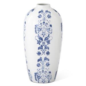 Blue & White Floral Striped Ceramic Vases ~ 2 Sizes