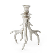 10 Inch Silver Antler Taper Candleholder