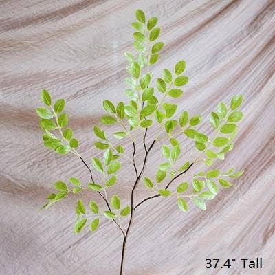 Artificial Plant Fresh Spring Leaf Stem 37" Tall: Green White
