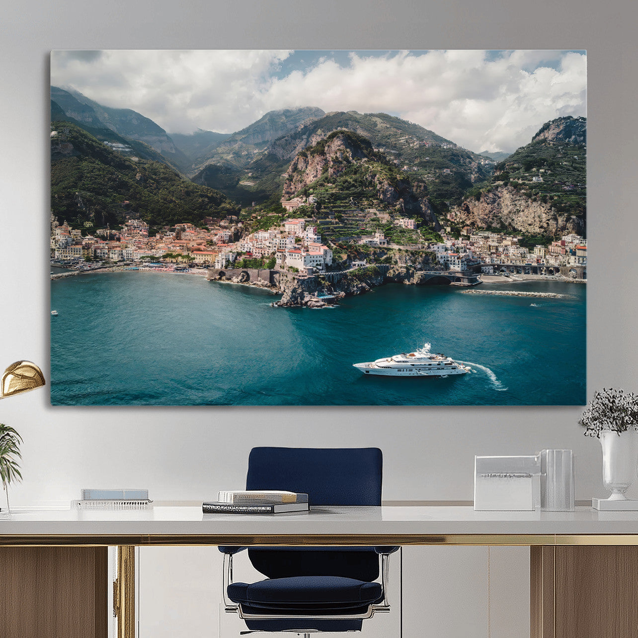 Amalfi Coast Wall Art – Framed Italian Seaside Canvas
