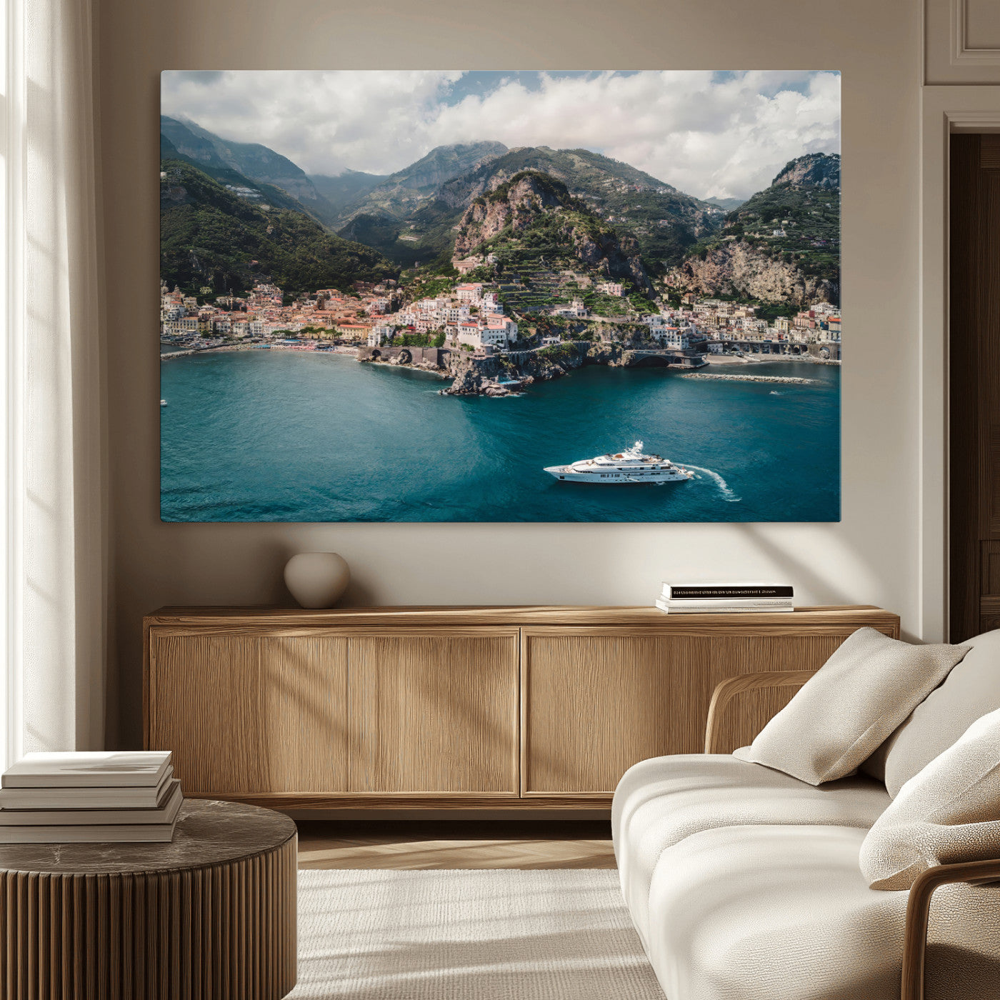 Amalfi Coast Wall Art – Framed Italian Seaside Canvas