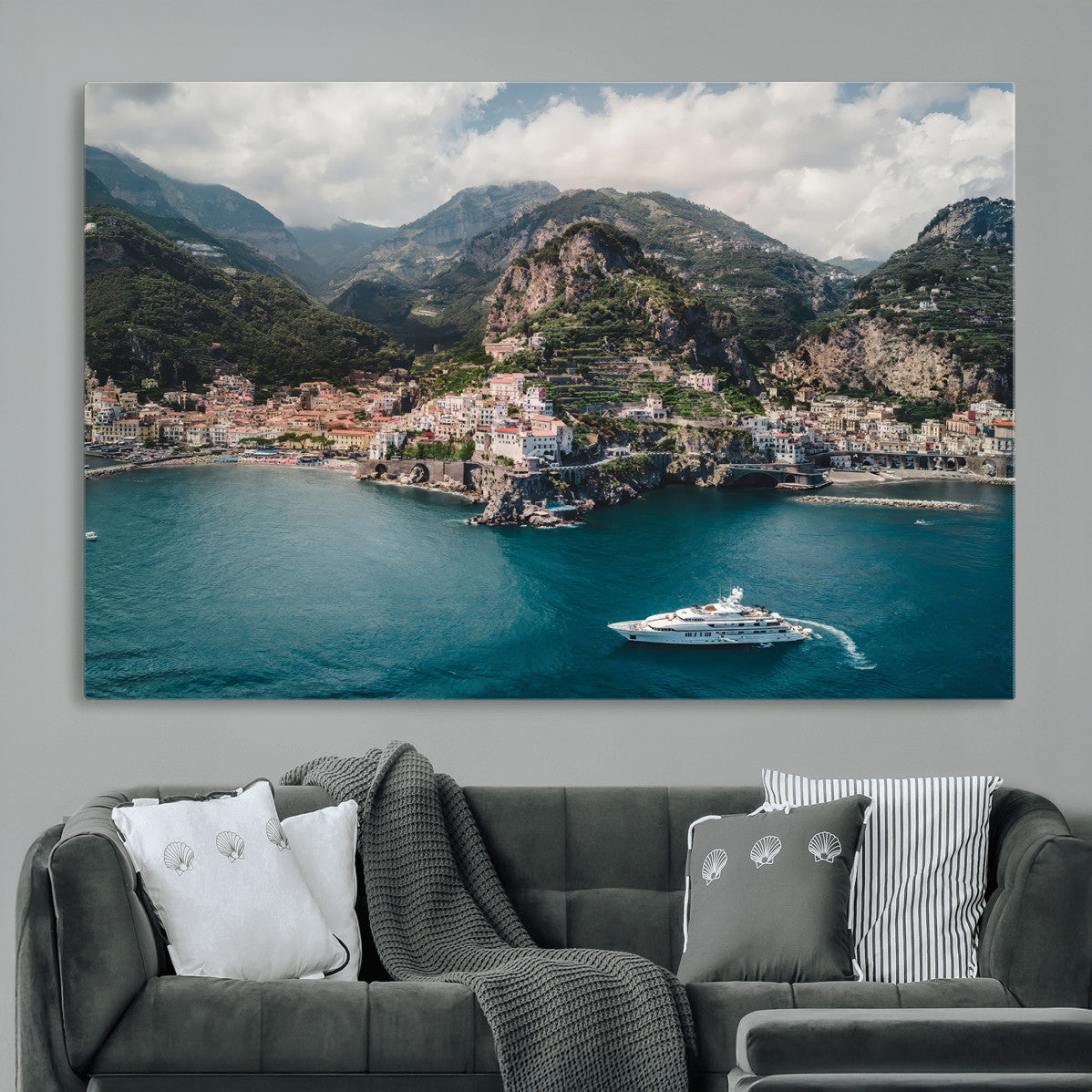 Amalfi Coast Wall Art – Framed Italian Seaside Canvas