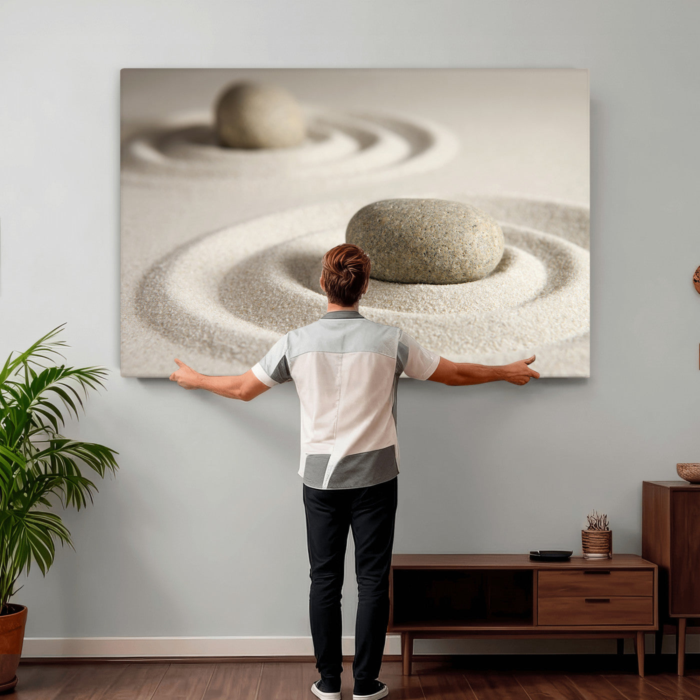 Zen Garden Stone Sand Canvas | Japanese Rock Garden Wall Art