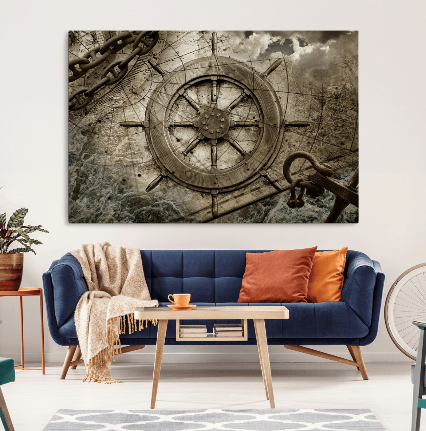 Wooden Ship Wheel Canvas Print, Multi Panel Canvas Wall Art