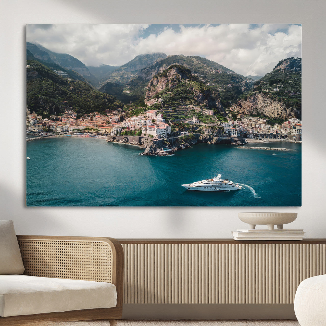 Amalfi Coast Wall Art – Framed Italian Seaside Canvas